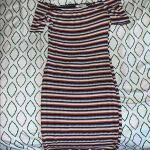 off the shoulder body con dress